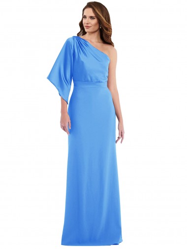 Cheapest One Shoulder Bell Sleeves Trumpet Prom Dress