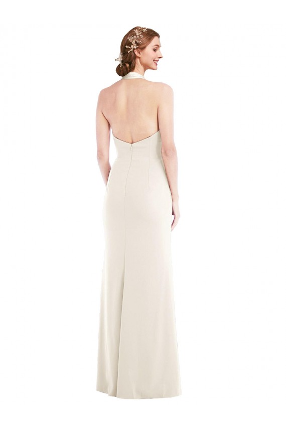 Cheapest Halter Tuxedo Maxi Prom Dress with Front Slit