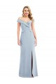 Cheapest Off the Shoulder Tuxedo Maxi Prom Dress with Front Slit