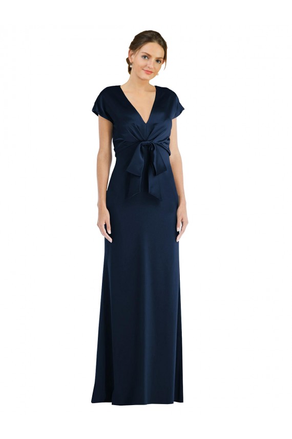 Cheapest Soft Bow Blouson Bodice Trumpet Crepe Prom Dress