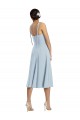 Cheapest Midi Cocktail Length Bustier Crepe Prom Dress with Back Bow Straps
