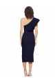 Cheapest Ruched Midi Length Short Crepe Cocktail Prom Dress / Homecoming Dress with Shoulder Ruffles