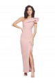 Cheapest Full Length One Shoulder Crepe Prom Dress with Side Leg Split