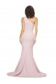 Cheapest Long Sweep Train One Shoulder Crepe Prom Dress with Side Leg Split