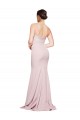 Cheapest Straight Neck Long Strapless Crepe Prom Dress with Soft Tulle Overlay and Small Train