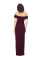 Cheapest Fitted Full Length Off the Shoulder Crepe Prom Dress with Side Split and Waist Tie