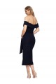 Cheapest Fitted Short Midi Length Off the Shoulder Crepe Cocktail Prom Dress / Homecoming Dress with Side Split and Waist Tie