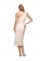 Cheapest Midi Length One Shoulder Crepe Cocktail Prom Dress / Homecoming Dress with Thigh High Side Split