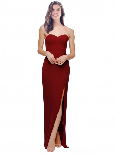 Cheapest Straight Pencil Skirt Long Sweetheart Crepe Prom Dress with High Side Split