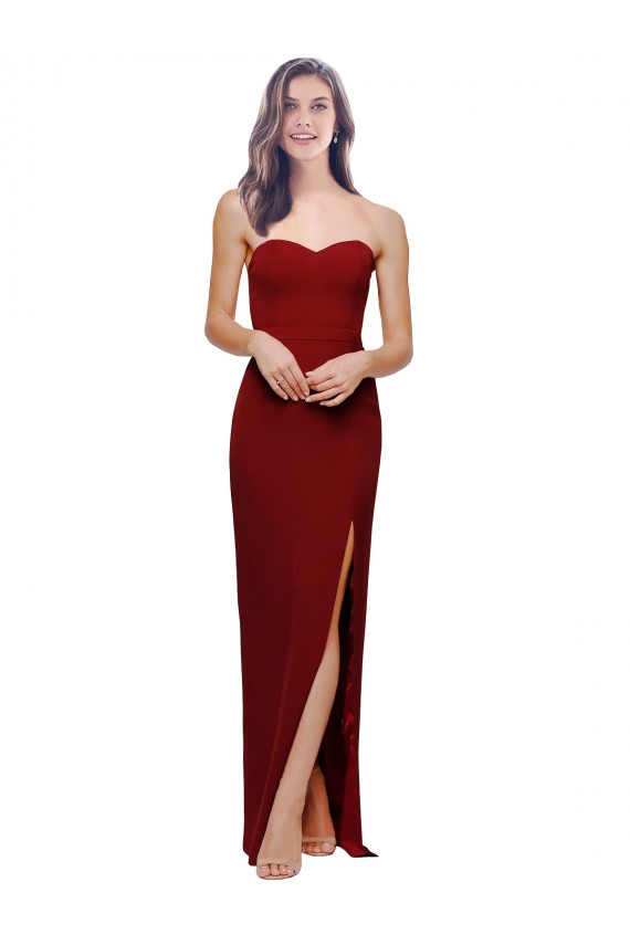 Cheapest Straight Pencil Skirt Long Sweetheart Crepe Prom Dress with High Side Split