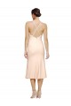 Cheapest Midi Length V-Neckline Crepe Cocktail Prom Dress / Homecoming Dress with Thin Straps and Fulted Skirt