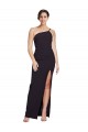 Cheapest Long Floor Length Crepe Prom Dress with Side Split and One Strap