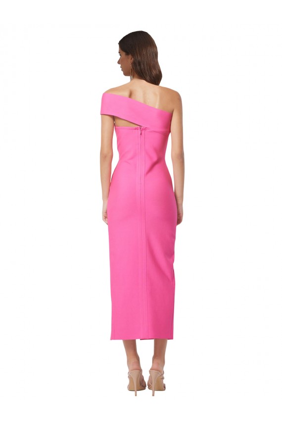 Cheapest One Shoulder Neckline Short Midi Length Crepe Cocktail Prom Dress / Homecoming Dress