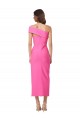 Cheapest One Shoulder Neckline Short Midi Length Crepe Cocktail Prom Dress / Homecoming Dress
