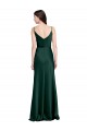 Cheapest Fitted Cowl Neck Long Stretch Satin Slip Prom Dress with V-Back