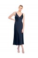 Cheapest V-Neck Midi Length Short Stretch Satin Cocktail Prom Dress / Homecoming Dress V-Back