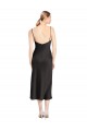 Cheapest Cowl Neck Midi Length Short Stretch Satin Slip Cocktail Prom Dress / Homecoming Dress