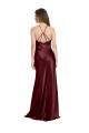 Cheapest High Neck Halter Long Sleeveless Stretch Satin Prom Dress with Strappy Back