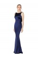 Cheapest Sheath High Neck Stretch Satin Prom Dress Low Back