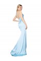 Cheapest Double Straps V-Neck Sleeveless Stretch Satin Prom Dress with High Slit