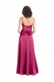 Cheapest Sleek One Shoulder A-Line Long Stretch Satin Prom Dress with Spaghetti Straps Back
