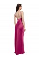 Cheapest V-Neck Spaghetti Straps Slim Stretch Satin Prom Dress with Low Scoop Back