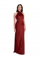 Cheapest Backless Halter Long Stretch Satin Prom Dress
