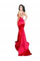 Cheapest Mermaid Open Back Long Stretch Satin Prom Dress with High Slit