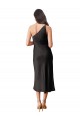 Cheapest Sleek One Shoulder Midi Length Short Stretch Satin Slip Cocktail Prom Dress / Homecoming Dress
