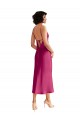 Cheapest Midi Length V-Neck Short Stretch Satin Cocktail Prom Dress / Homecoming Dress with Low Scoop Back
