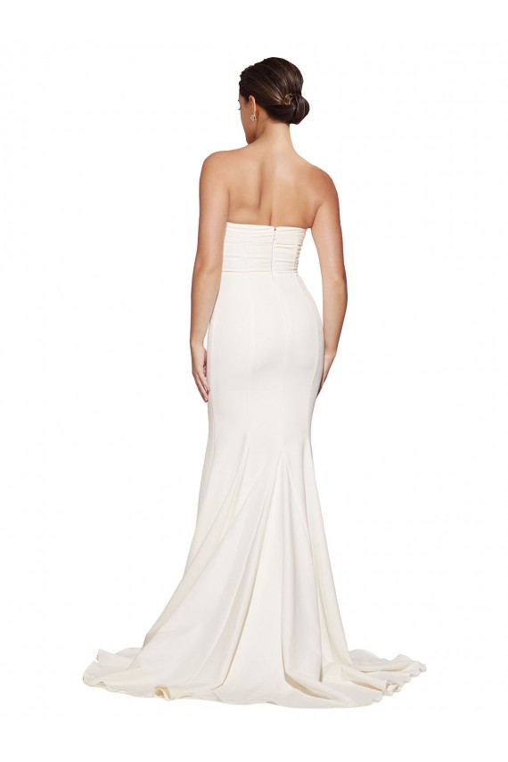 Cheapest Strapless Cowl Neck Sweep Train Stretch Satin Prom Dress