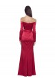 Cheapest Long Sleeves Off the Shoulder Stretch Satin Prom Dress with High Side Split