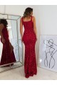 Cheapest Square Neck Sleeveless Long Velvet Sequin Prom Dress with Slit