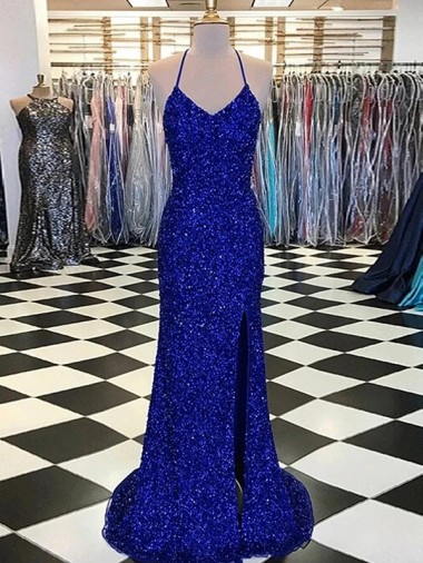 Cheapest V-Neck Sleeveless Long Velvet Sequin Prom Dress