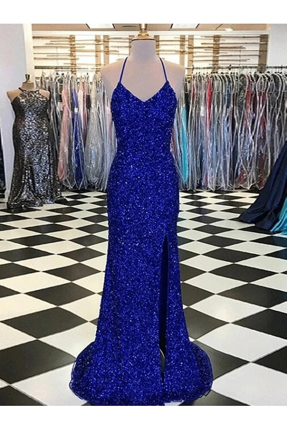 Cheapest V-Neck Sleeveless Long Velvet Sequin Prom Dress