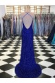 Cheapest V-Neck Sleeveless Long Velvet Sequin Prom Dress