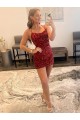 Cheapest Spaghetti Straps Criss Cross Back Sleeveless Short Velvet Sequin Prom Dress