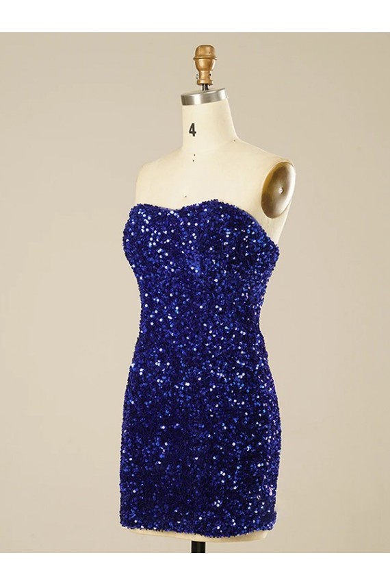Cheapest Short Sweetheart Velvet Sequin Prom Dress