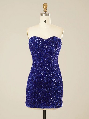 Cheapest Short Sweetheart Velvet Sequin Prom Dress