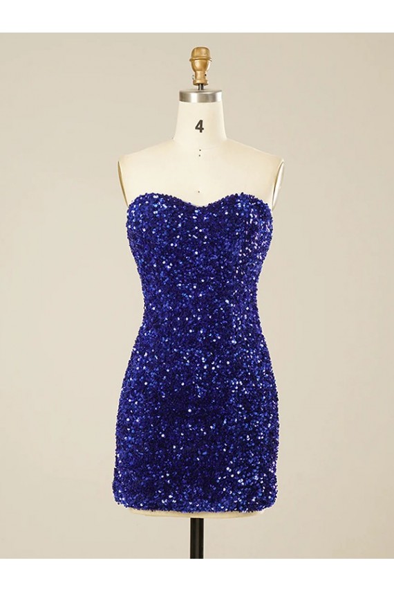 Cheapest Short Sweetheart Velvet Sequin Prom Dress