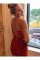 Cheapest V-Neck Sleeveless Short Velvet Sequins Prom Dress