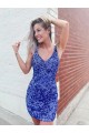 Cheapest Short Velvet Sequin V-Neck Sleeveless Prom Dress