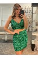Cheapest V-Neck Sleeveless Short Velvet Sequin Prom Cocktail Dress