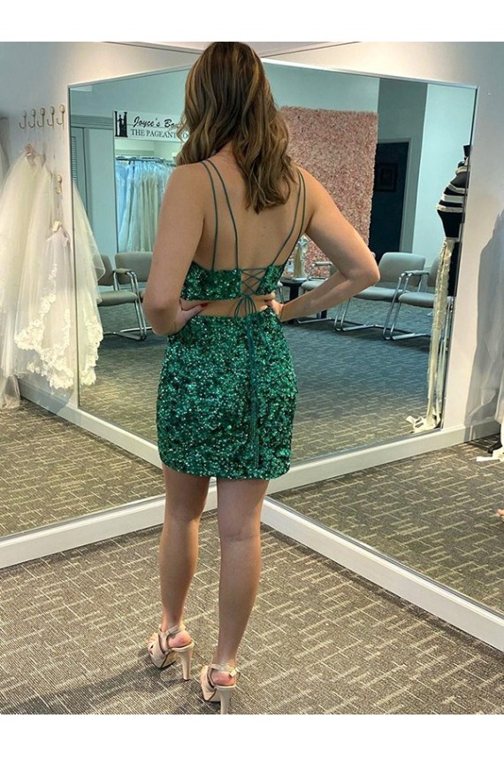 Cheapest V-Neck Sleeveless Short Velvet Sequin Prom Cocktail Dress