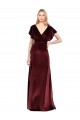 Cheapest Flutter Sleeves Open Back Long Velvet Prom Dress