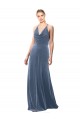 Cheapest Halter Cowl Neck Long A-Line Velvet Prom Dress with Keyhole Back