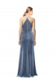 Cheapest Halter Cowl Neck Long A-Line Velvet Prom Dress with Keyhole Back