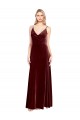 Cheapest Faux Surplice Neckline Slim A-Line Long Velvet Prom Dress