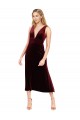 Cheapest Daring Plunging V-Neckline Short Midi Length Velvet Cocktail Prom Dress / Homecoming Dress