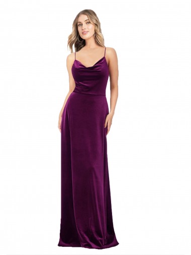 Cheapest Draped Neckline Spaghetti Straps Velvet Prom Dress